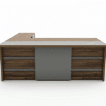 Bureau de direction en MDF – Plateau 240×100 cm avec meuble retour 100×50 cm et caisson mobile