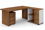 Bureau de direction 160x80 cm en angle MDF avec caisson et rangements intégrés – Image 2