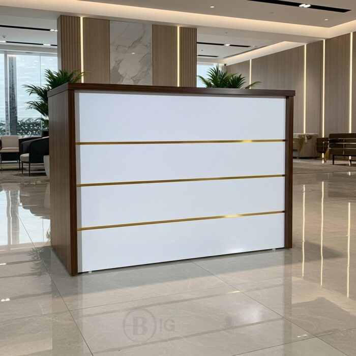 Comptoir d’accueil en MDF – couleur au choix du bois & dimensions sur mesure – Image 5