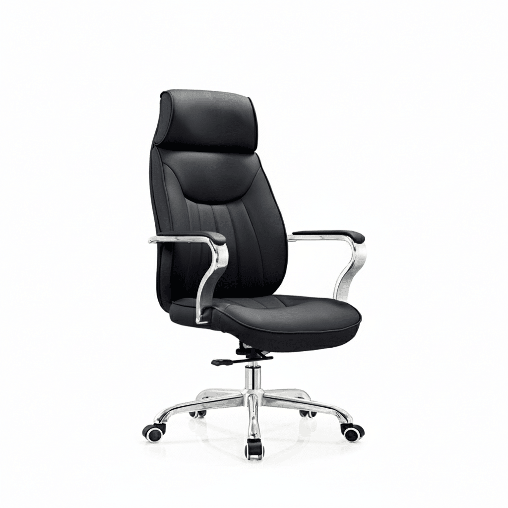Fauteuil de bureau direction en similicuir noir