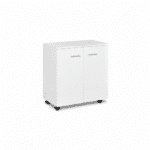 Caisson mobile de bureau en MDF blanc avec portes - rangement professionnel sur roulettes H 80 x L 80 x P 40 cm