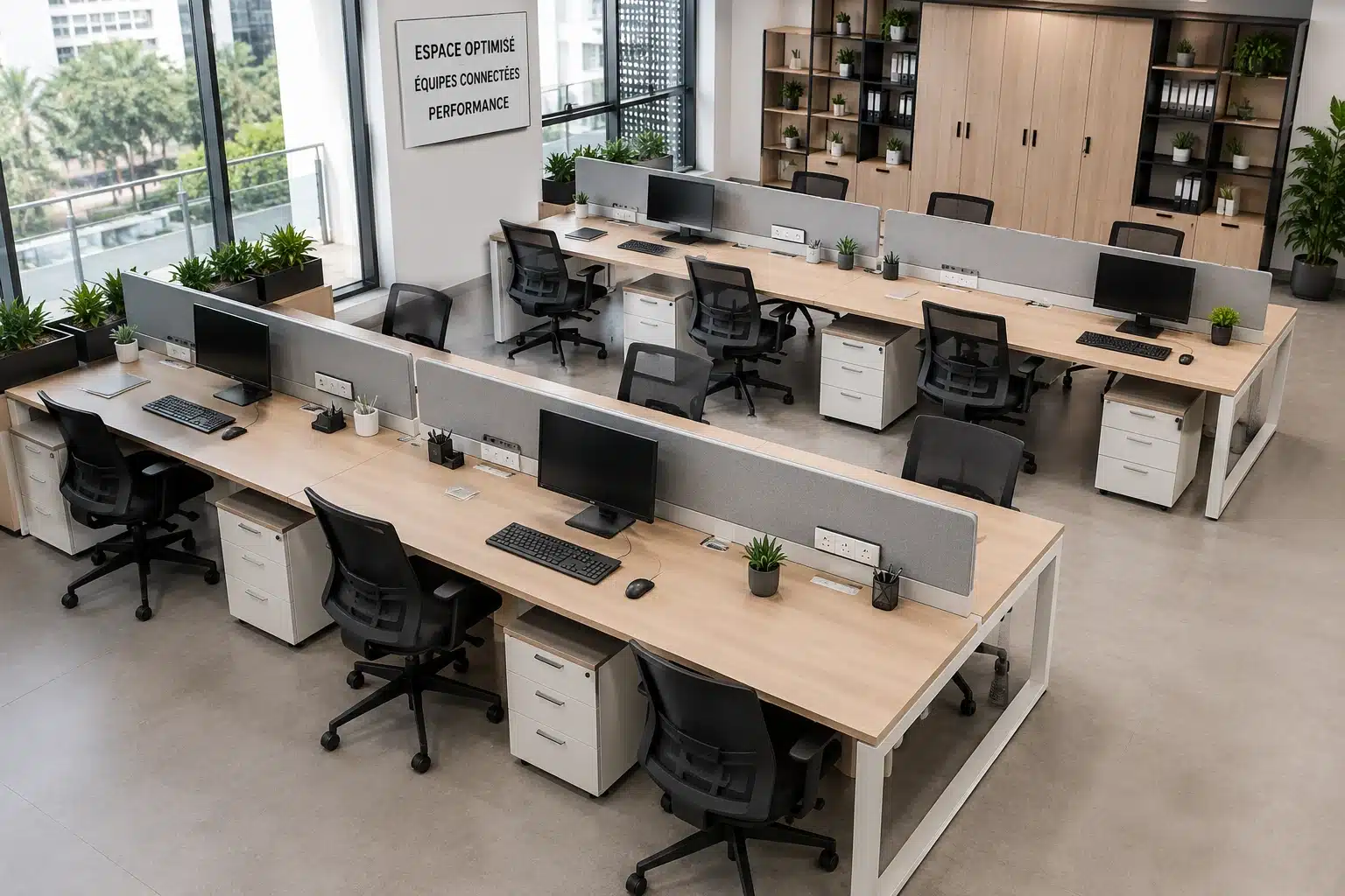 Mobilier bureau bench Maroc pour open space PME