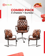 Pack Bureau de Direction Prestige – Bureau Meknès 180cm + Fauteuils Cuir Vintage – Image 3