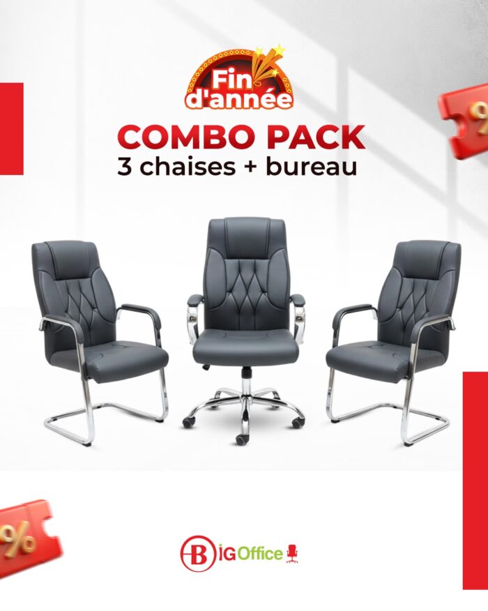 Pack Bureau Direction UCDA (Effet Marbre) + Salon Exécutif Gris Premium – Image 2