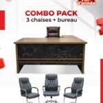 Pack Bureau Direction UCDA (Effet Marbre) + Salon Exécutif Gris Premium