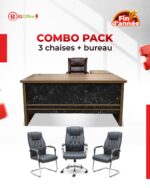 Pack Bureau Direction UCDA (Effet Marbre) + Salon Exécutif Gris Premium