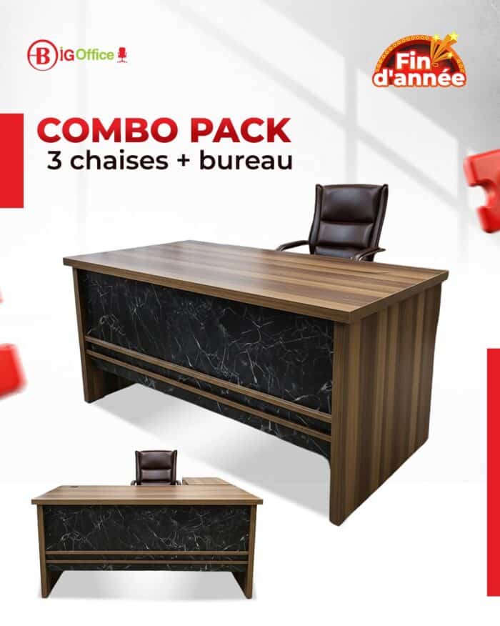 Pack Bureau Direction UCDA (Effet Marbre) + Salon Exécutif Gris Premium – Image 3