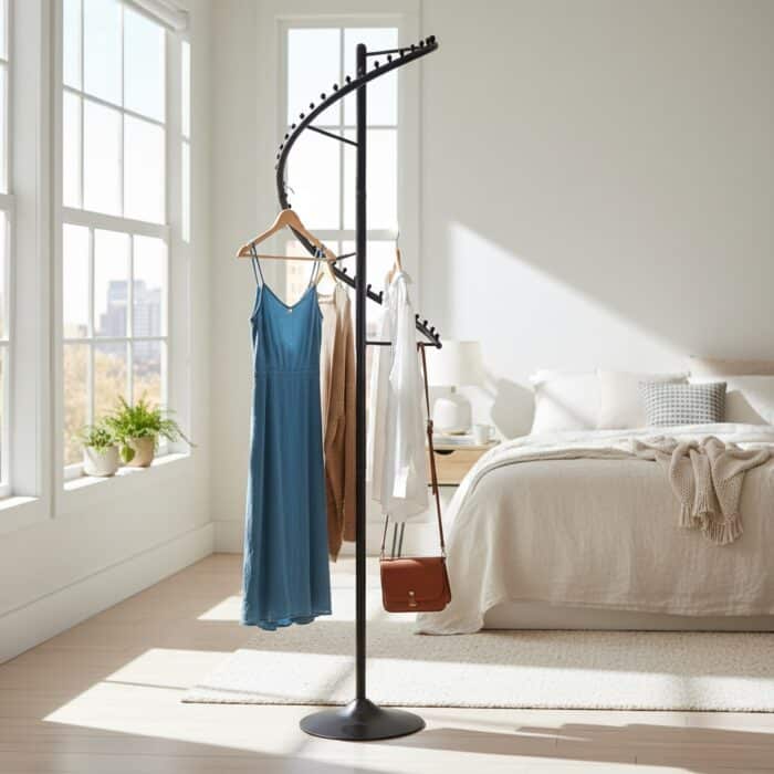 Porte-Manteau Spirale (1m80): Le Design Métal qui Organise Tout – Noir Mat (Maroc) – Image 7