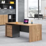 Bureau de direction moderne 140x70 cm en MDF avec caisson mobile – Image 3