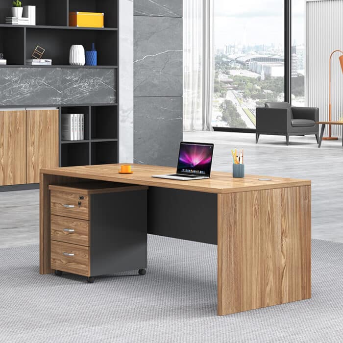 Bureau de direction moderne 140x70 cm en MDF avec caisson mobile – Image 3