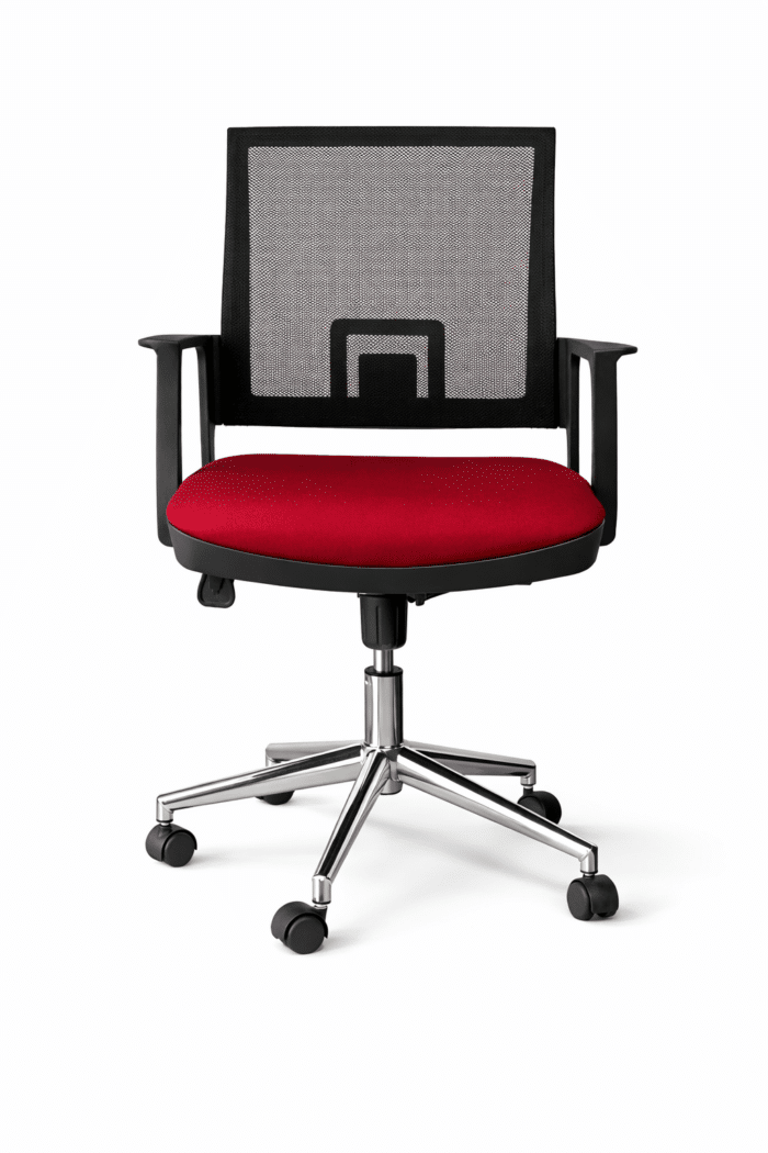 Chaise de bureau opérateur en mesh avec piètement chromé – Image 2