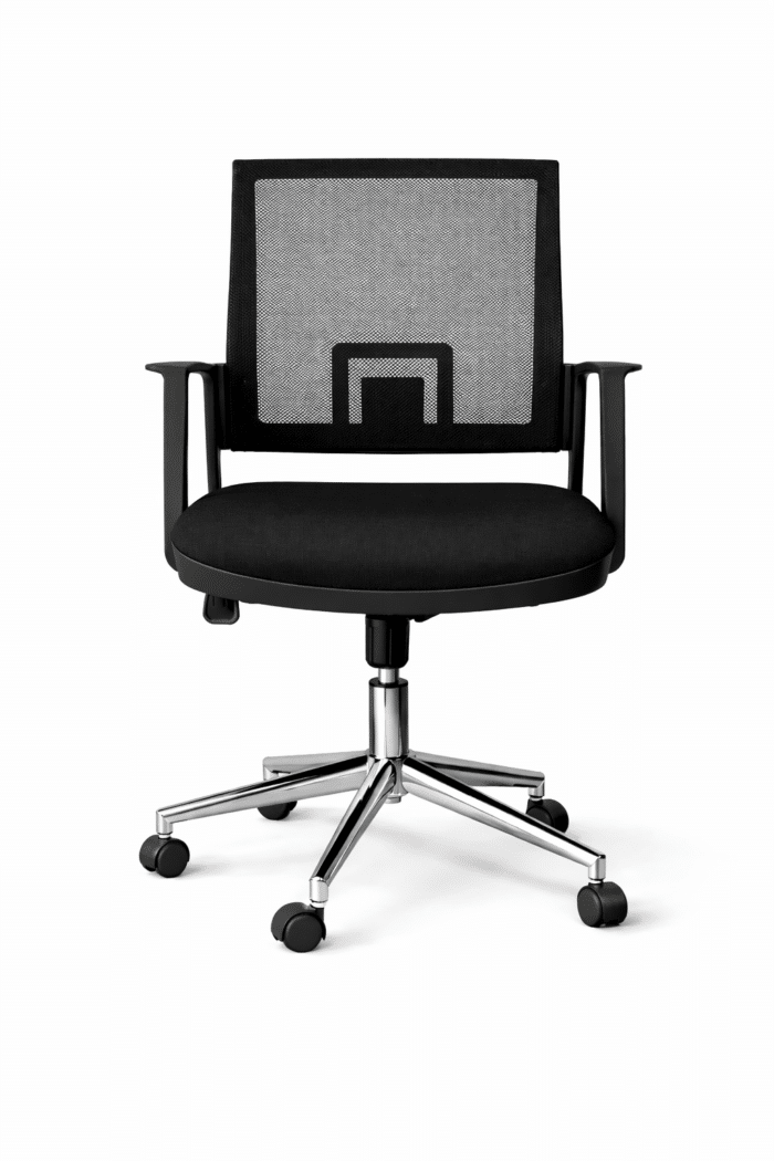 Chaise de bureau opérateur en mesh avec base chromée – Image 2