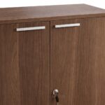 Armoire de bureau H 80 x L 80 x P 40 cm cm en bois MDF avec portes battantes et serrure – Rangement professionnel – Image 3