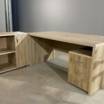 Bureau d’Angle avec Retour + Caisson Rangement & 3 Tiroirs - Finition Chêne Clair Dimension 160 cm , 180 cm , 200 cm – Image 4