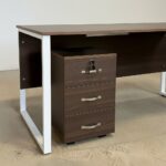 Bureau de Bureau Professionnel 160x80 cm avec Caisson à Tiroirs - Structure Métal Blanc & Plateau Bois – Image 2