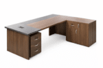 Bureau de direction 200 x 90 cm NEVADA avec caisson mobile et retour – Bois MDF – Image 2