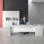 Bureau de direction blanc moderne sur mesure – Image 3