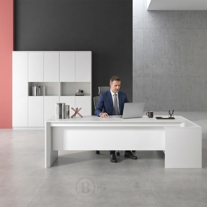 Bureau de direction blanc moderne sur mesure – Image 3