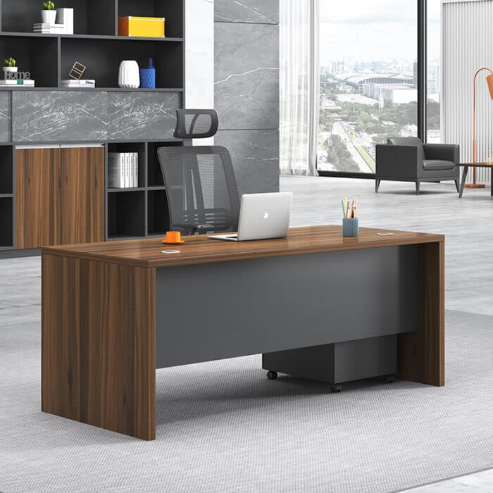 Bureau opérateur professionnel 140x70 cm en bois MDF avec caisson mobile – Image 2