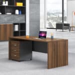 Bureau opérateur professionnel 140x70 cm en bois MDF avec caisson mobile – Image 6