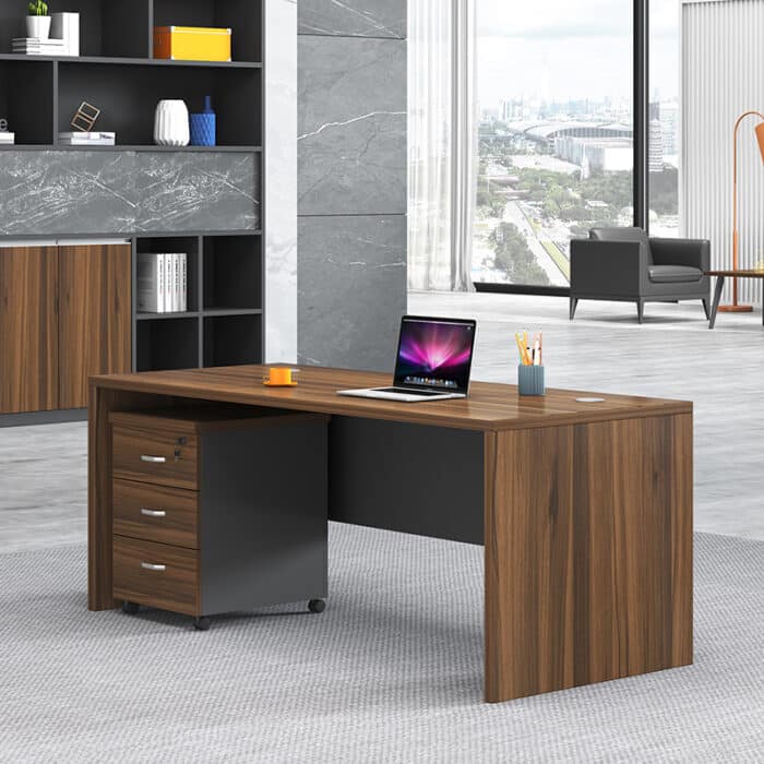 Bureau opérateur professionnel 140x70 cm en bois MDF avec caisson mobile – Image 6