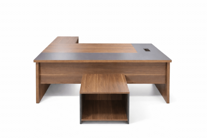 Bureau de direction 200 x 90 cm NEVADA avec caisson mobile et retour – Bois MDF – Image 3