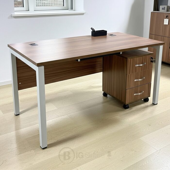 Bureau Professionnel 160x80 cm Bois MDF avec Caisson Mobile - Style Moderne – Image 5