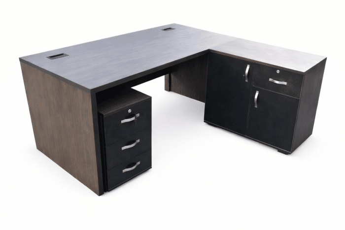 Bureau de direction 200x90 cm avec retour et caisson mobile – MDF professionnel – Image 3