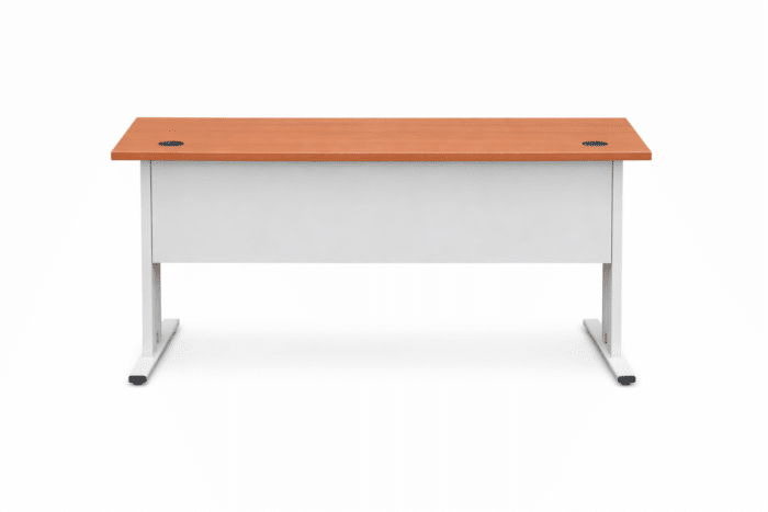 Bureau droit semi-métallique professionnel – plateau MDF et piètement métallique – Image 2