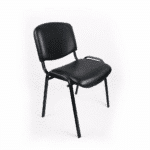 Chaise ISO en similicuir noir avec structure métallique – usage bureau & salle d’attente