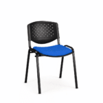Chaise visiteur Prisma bureau avec assise rembourrée bleue – Structure métallique noire