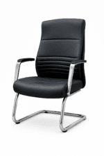 Ensemble de chaises de bureau professionnelles en simili cuir noir – Image 3
