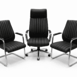 Ensemble de chaises de bureau en simili cuir noir – Fauteuil direction & chaises visiteurs