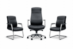 Ensemble de chaises de bureau professionnelles en simili cuir noir