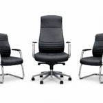 Ensemble de chaises de bureau professionnelles en simili cuir noir