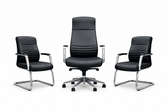 Ensemble de chaises de bureau professionnelles en simili cuir noir – Image 2