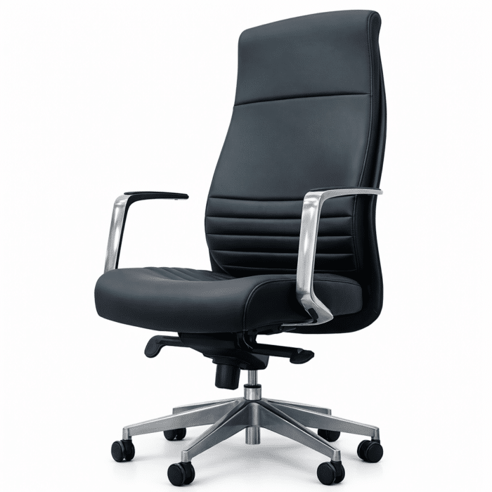 Ensemble de chaises de bureau professionnelles en simili cuir noir – Image 4