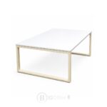 Table de bureau moderne blanche avec piètement métallique beige -Design minimaliste- dimension 240x120x75 cm