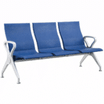 Banc d’attente 3 places en métal -Assise bleue - Mobilier salle d’attente professionnel