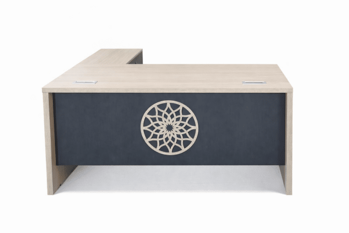 Bureau de direction 160x80 cm en MDF avec retour et design arabesque – Big Office Maroc – Image 2