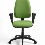 Chaise de bureau opérateur en tissu vert avec accoudoirs – Usage professionnel