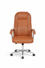Fauteuil de direction en similicuir marron – Chaise de bureau confortable Maroc – Image 2