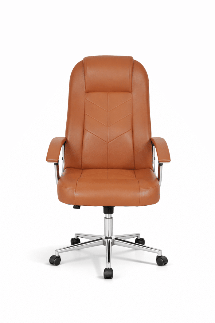 Fauteuil de direction en similicuir marron – Chaise de bureau confortable Maroc – Image 2