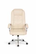 Fauteuil de direction en similicuir beige – Chaise de bureau élégante Maroc – Image 2