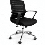 Chaise de bureau opérateur en mesh – Accoudoirs PVC, branche aluminium