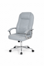 Fauteuil de direction en similicuir gris clair – Chaise de bureau moderne Maroc – Image 3