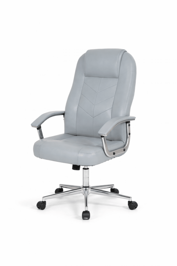 Fauteuil de direction en similicuir gris clair – Chaise de bureau moderne Maroc – Image 3