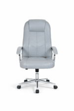 Fauteuil de direction en similicuir gris clair – Chaise de bureau moderne Maroc – Image 2