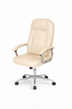 Fauteuil de direction en similicuir beige – Chaise de bureau élégante Maroc – Image 3