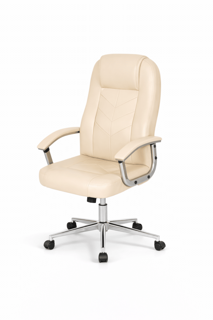 Fauteuil de direction en similicuir beige – Chaise de bureau élégante Maroc – Image 3